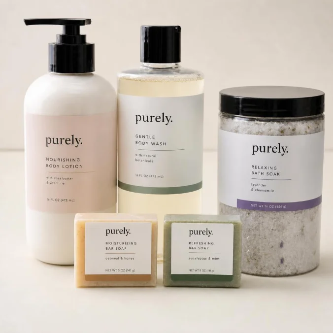 Personal care bottles and jars with custom labels